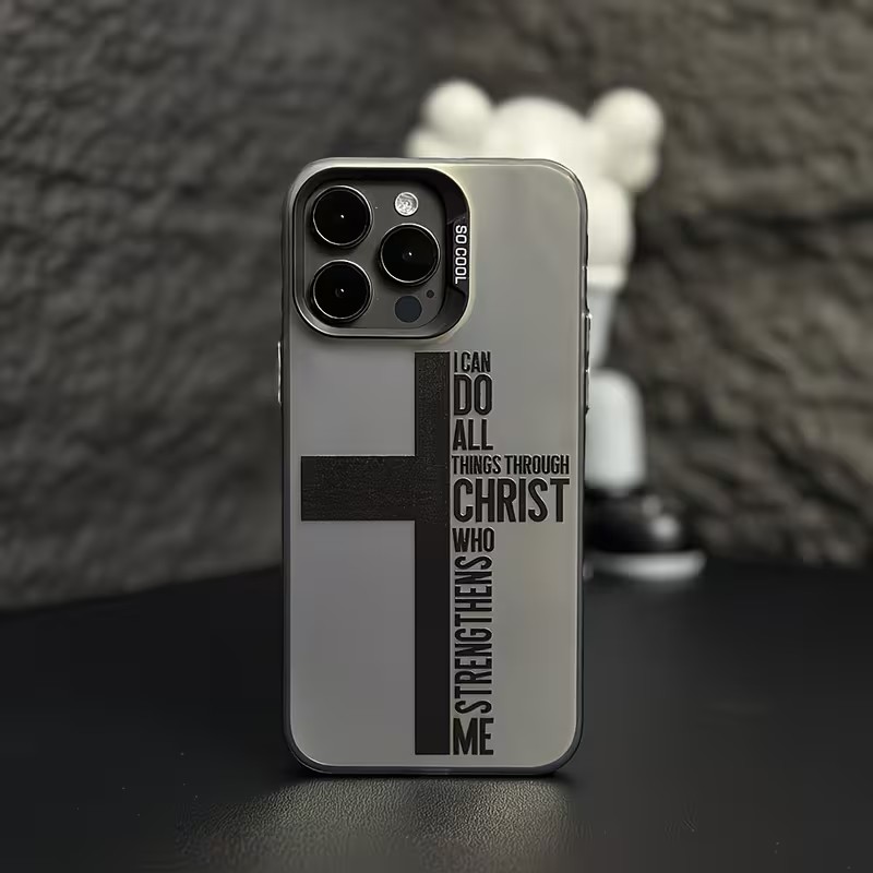 Apple Iphone 15 - جراب هاتف بتصميم صليب ومضاد للبصمات