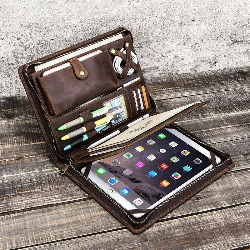 Tablet Tech Accessories - حقيبة تخزين جلدية للكمبيوتر اللوحي لجهاز