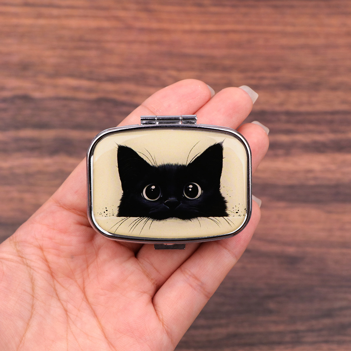 Tablet Accessories Case - لطيف القط الأسود السفر منظم حبوب