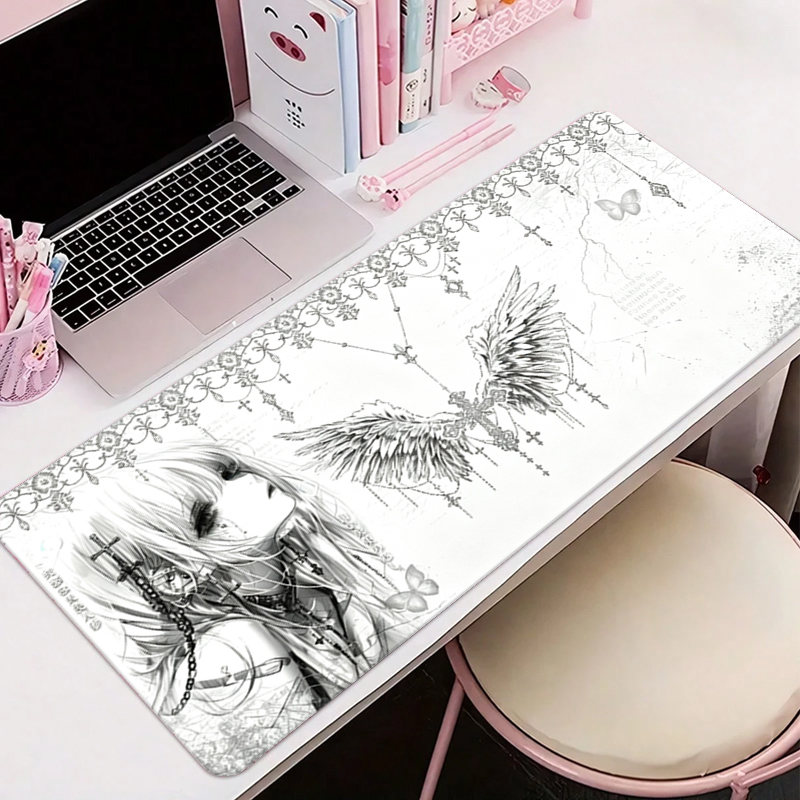 Tablet With All Accessories - لوحة ماوس جلدية سوداء وبيضاء بتصميم