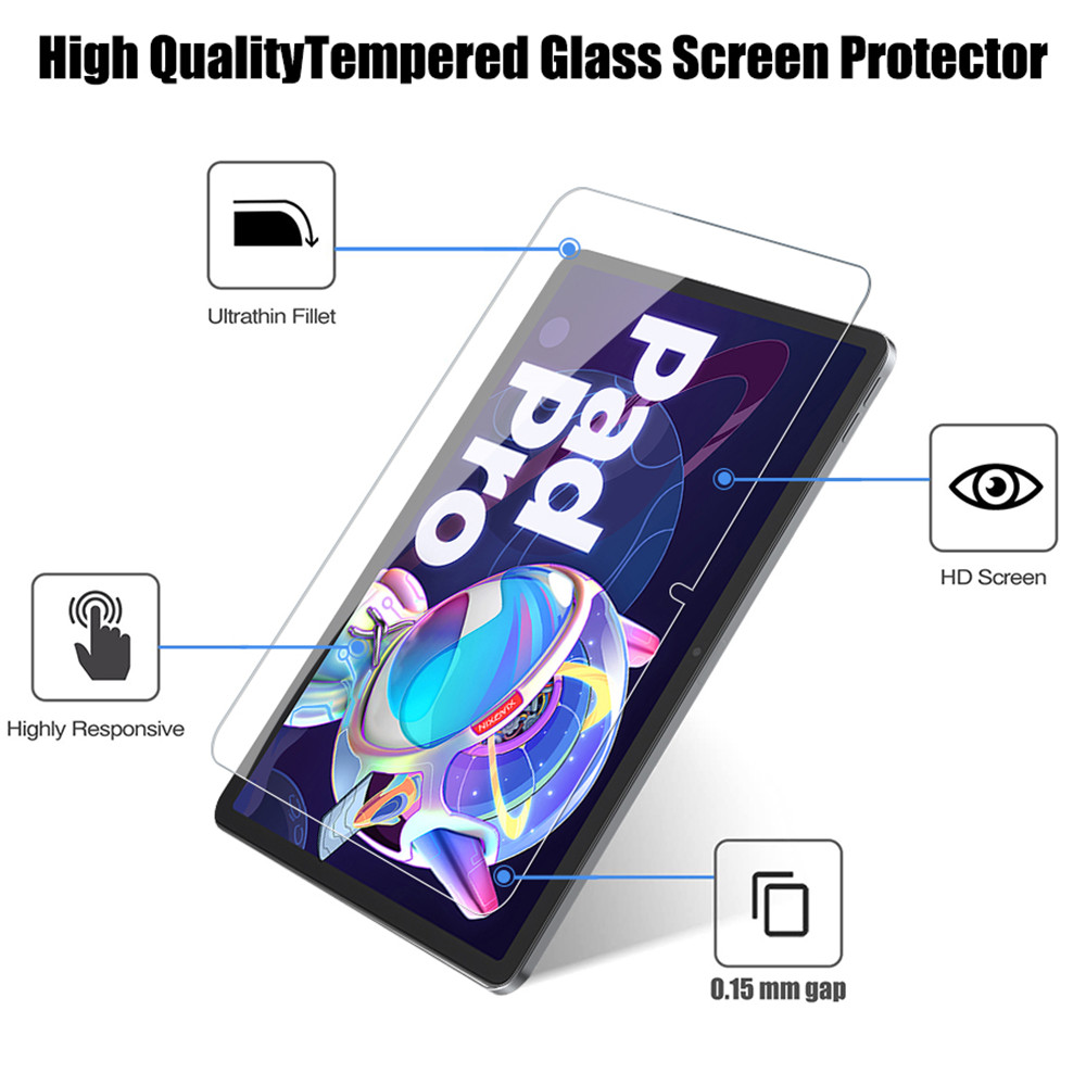 2 قطعة الزجاج المقسى حامي الشا - مراجعة Lenovo Tablet P12 Accessories وسعره